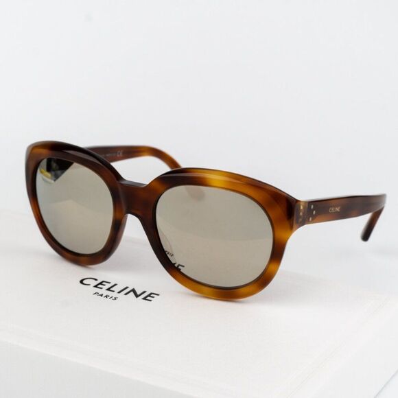 Celine Women Sunglasses Light Havana Smoke Mirror Oval CL40071I 56C BRAND NEW main image 9